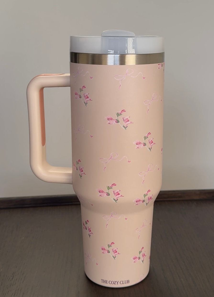 Perfectly Imperfect Floral Bow Stainless Steel Tumbler