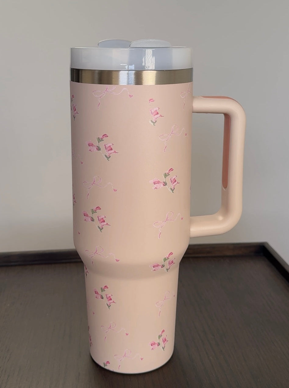 Perfectly Imperfect Floral Bow Stainless Steel Tumbler